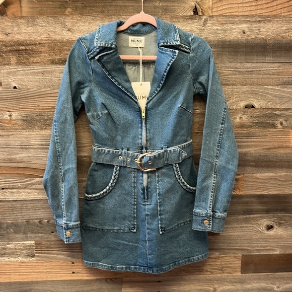 Show Me Your MuMu Outlaw Denim Dress in Tide Size XS NWT - Picture 5 of 14